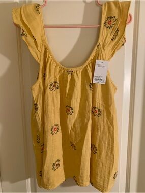 Sonoma Golden Yellow Gauze Ruffle Top